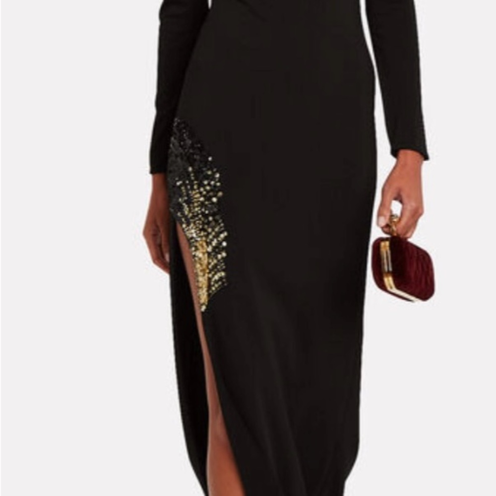 Haney Gia Long Sleeve Embellished Slit Dress/Gown Sz 8 - Picture 2 of 7